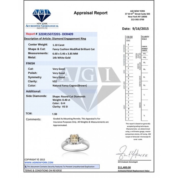 1.50 Carat Fancy Cognac Diamond Engagement Ring - Picture 4 of 4
